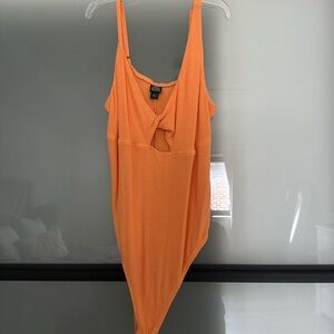 Orange Ribbed Bodysuit